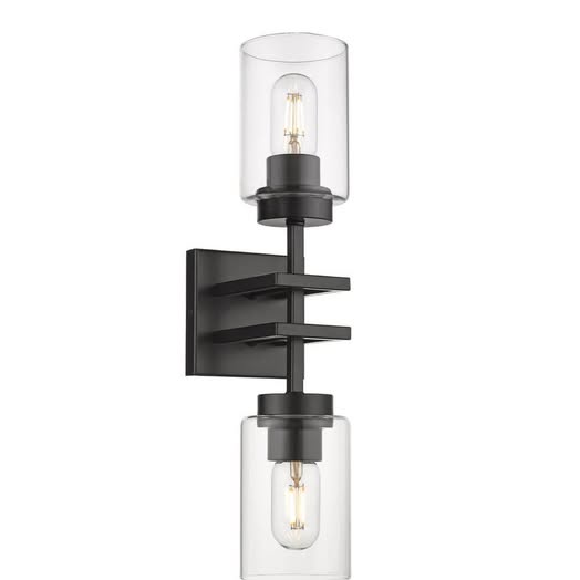 Golden Lighting Tribeca 2-Light Wall Sconce in Matte Black with Matte Black Model # 6070-2W BLK-BLK