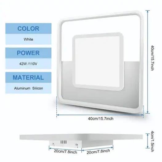 15.8 in. Indoor Modern White Square Frame Dimmable Integrated LED Flush Mount Smart Ceiling Light with remote