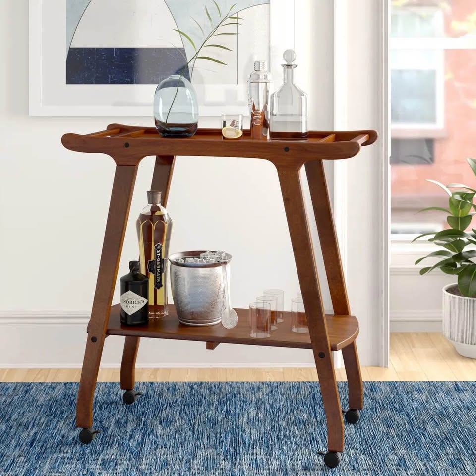 Hashir Solid Wood Bar Cart