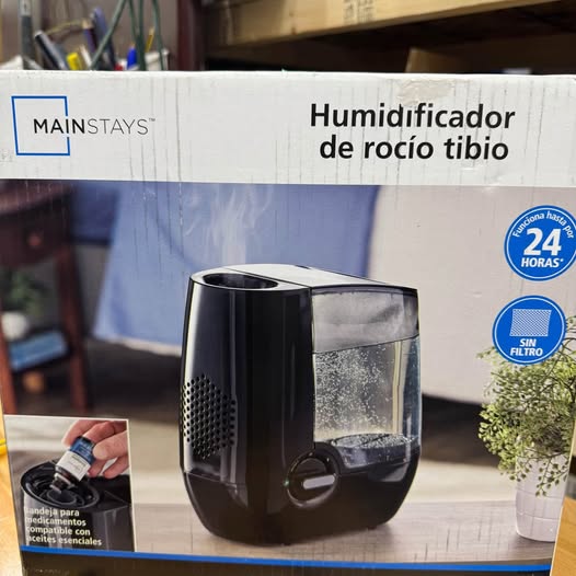 Mainstays 4.5L Warm Mist Humidifier, Filter-Free with 2 Modes, Oil Tray, Auto off for Home & Bedroom