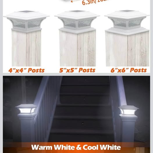 SIEDiNLAR Solar Post Lights Outdoor Glass LED Fence Cap Light 2 Modes for 4x4 5x5 6x6 Posts