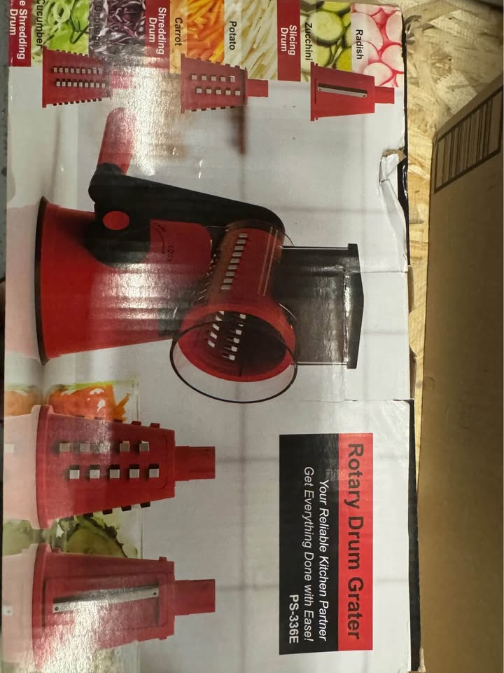 Rotary Drum Grater Kitchen Cheese Grater, Rotary Mandoline Vegetable Slicer with Interchanges