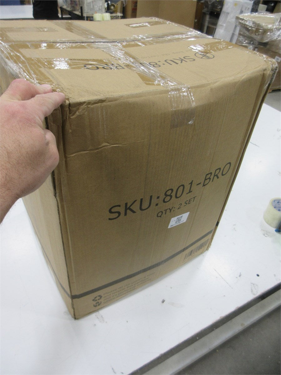 2 PU LEATHER DINING CHAIRS W/PULL RINGS -BNIB