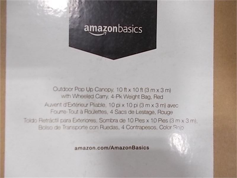 Amazon Basics Outdoor Pop Up Tent, Canopy, One Push Pop Up Canopy 10x10, BNIB- RED