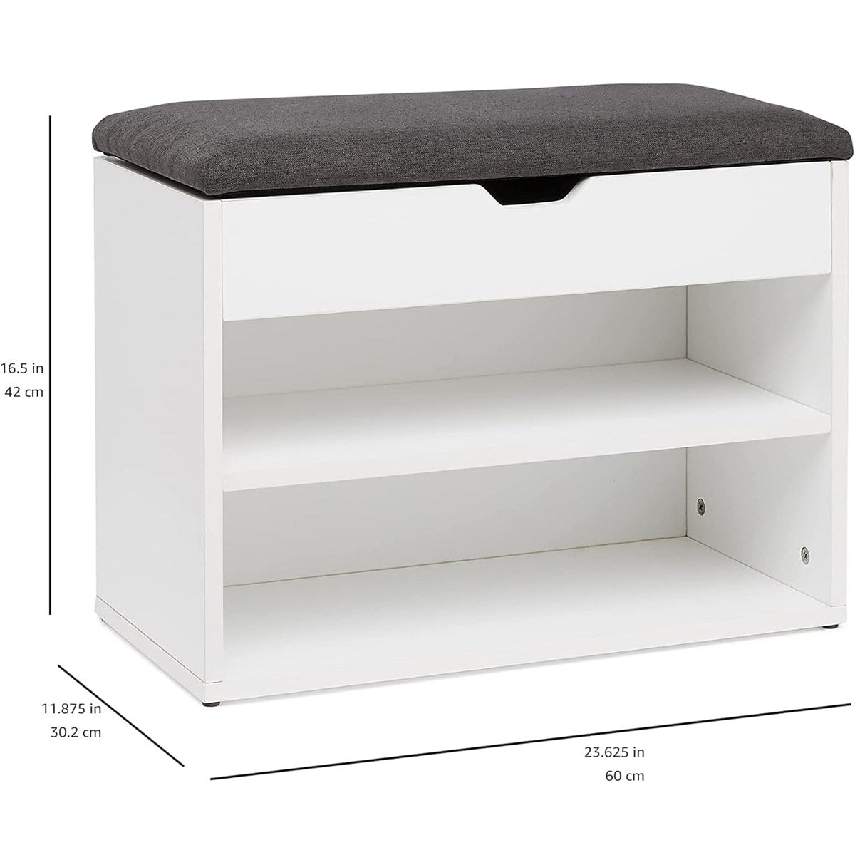 Amazon Basics Shoe Storage Bench, Small, White/Grey