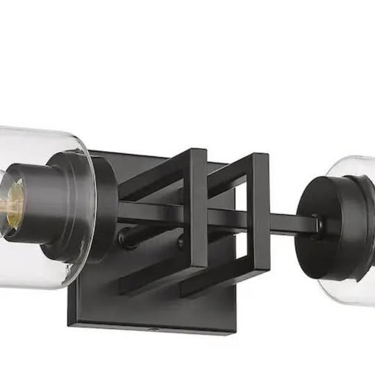 Golden Lighting Tribeca 2-Light Wall Sconce in Matte Black with Matte Black Model # 6070-2W BLK-BLK