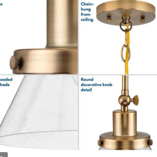 Hinton 1 Light 12 inch Vintage Brass Pendant Ceiling Ligh