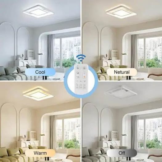 15.8 in. Indoor Modern White Square Frame Dimmable Integrated LED Flush Mount Smart Ceiling Light with remote