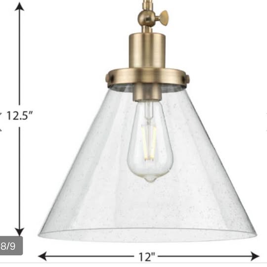 Hinton 1 Light 12 inch Vintage Brass Pendant Ceiling Ligh