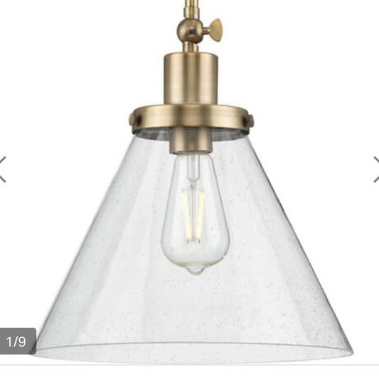 Hinton 1 Light 12 inch Vintage Brass Pendant Ceiling Ligh