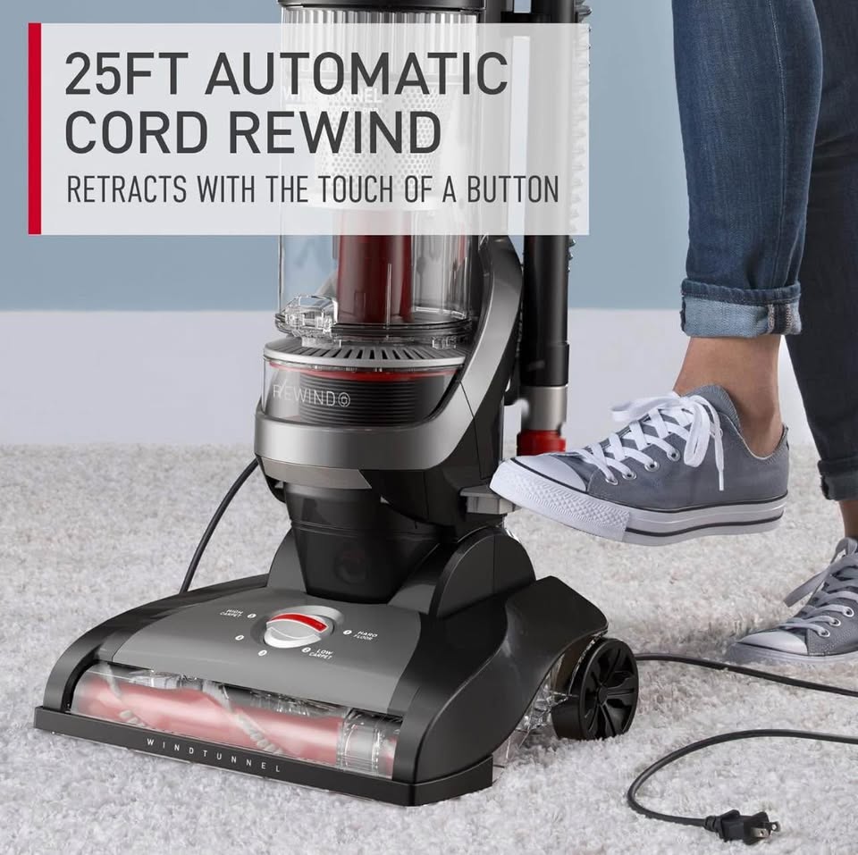 Hoover WindTunnel Cord Rewind Pro Bagless Vacuum Cleaner, Corded Upright Vacuum Cleaner