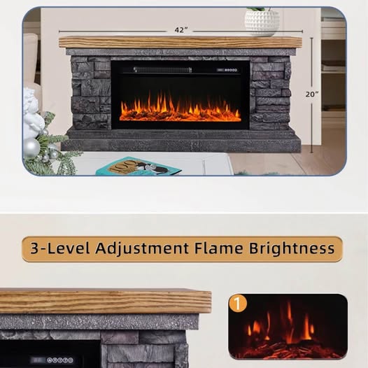 MILLWOOD PINES TERRAFAB ELECTRIC FIREPLACE Smart Electric Fireplace, High Simulate Wood Shape Inside