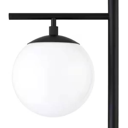 Pyrus 70.5 in 2- Light Blackened Bronze/White Milk Floor Lamp with Glass Shades