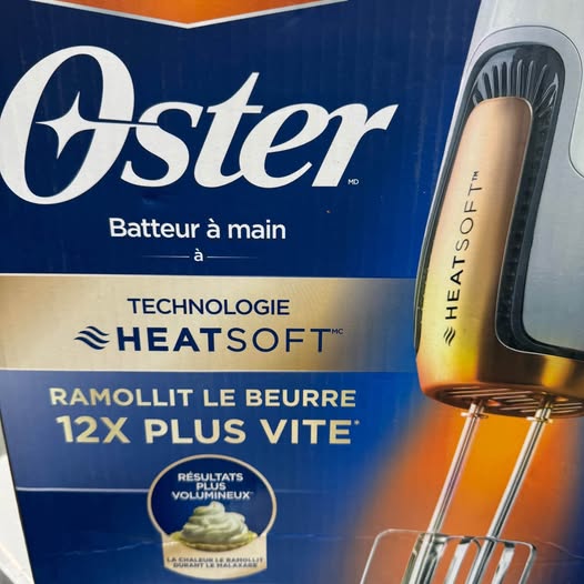 Oster 270-Watt Hand Mixer with HEATSOFT Technology | 7 Speeds | Includes Whisk, Dough Hooks,