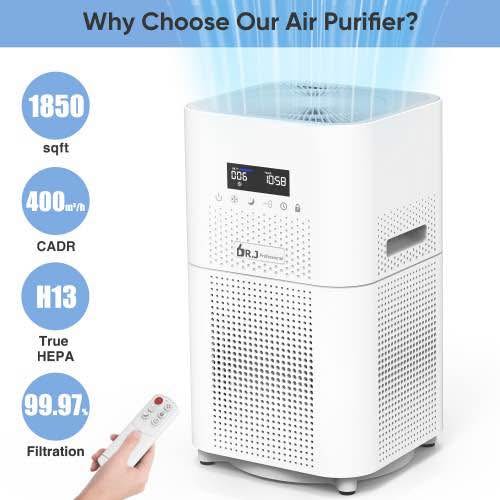 Air Purifiers for Home Large Room H13 True HEPA Filter Air Purifiers for Bedroom Up to 1850sqft Remo
