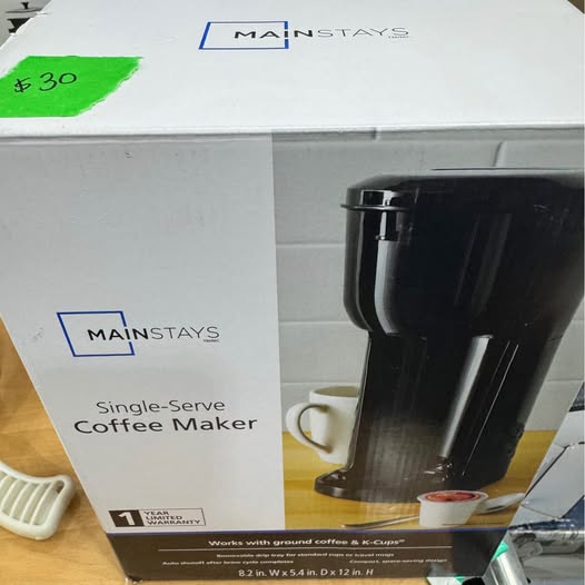 Mainstays Single Serve Coffee Maker, Black, Dual Brew, Ground Coffee or K-Cup* Compatible, MS-202389
