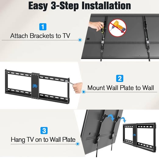 Mounting Dream TV Wall Mount for Most 37-75" TVs, Tilting TV Mount Low Profile up to VESA 600x400mm