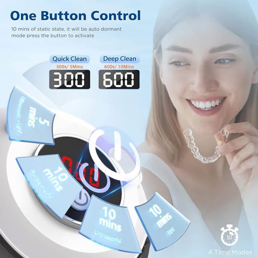 Ultrasonic Retainer Cleaner Machine, Dental Cleaner with 4 Modes and Digital Display Timer, Suitable