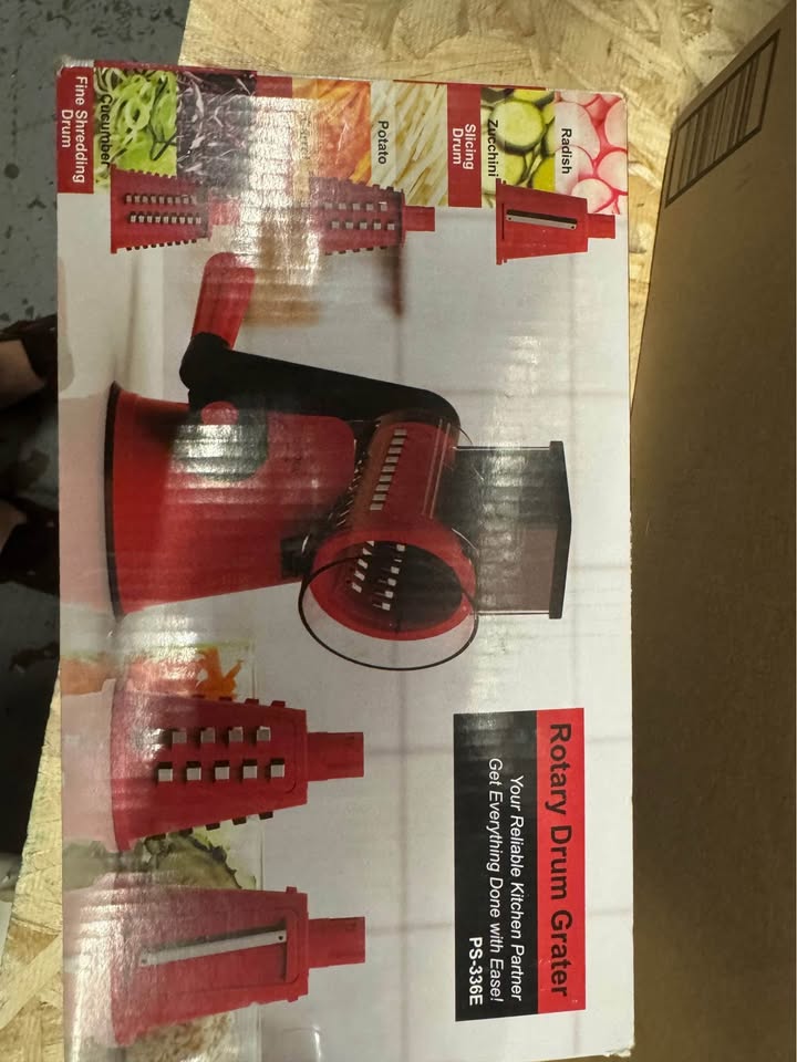 Rotary Drum Grater Kitchen Cheese Grater, Rotary Mandoline Vegetable Slicer with Interchanges