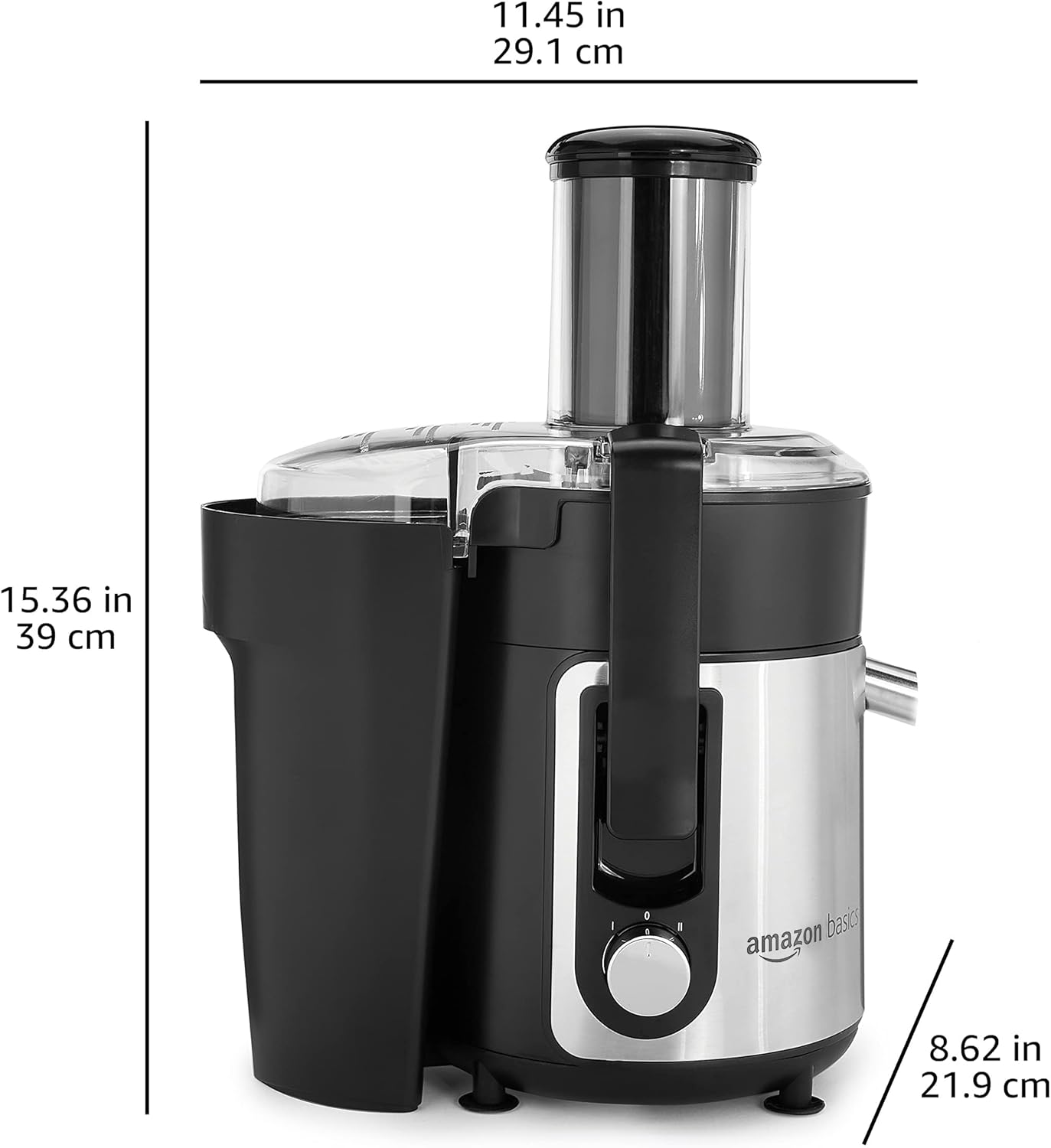 Amazon Basics Wide-Mouth, 2 speed centrifugal juicer, Black, 33.8 ounce / 1000 ML