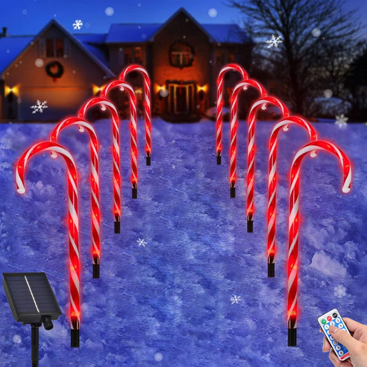 Christmas Lights Outdoor Decorations, 12 Pack Solar Christmas Lights Outdoor Candy Cane Lights Waterproof Brighter Pathway Lights for Garden Yard Xmas Holiday Gifts