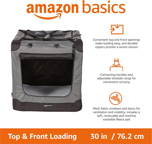 Folding Portable Soft Pet Dog Crate Carrier Kennel - 76.2cm x 53.3cm x 53.3cm