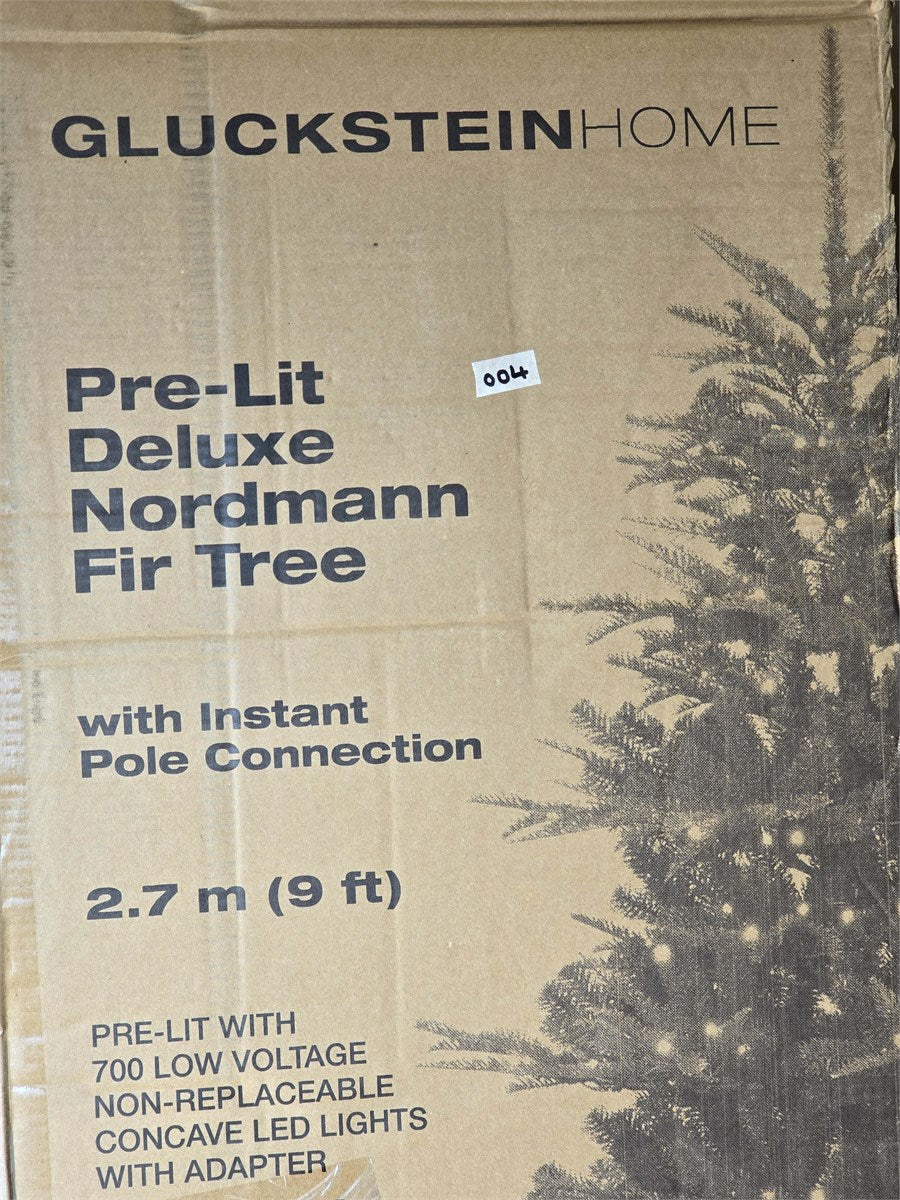 GLUCKSTEIN HOME 9' PRE-LIT CHRISTMAS TREE